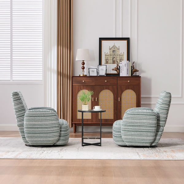 English Elm Modern Boucle 360° Swivel Leisure Chair with High‑Resilience Sponge, Supportive Curve, 550lb Capacity Mint Green W395P355484