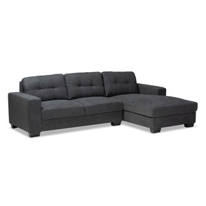 Baxton Studio Baxton Modern Upholstered Sectional Sofa in Chic Dark Grey for Stylish Living Room Comfort Langley Dark Right J099C-Dark Grey-RFC