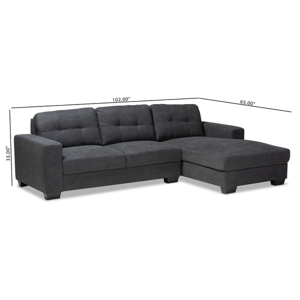 Baxton Studio Baxton Modern Upholstered Sectional Sofa in Chic Dark Grey for Stylish Living Room Comfort Langley Dark Right J099C-Dark Grey-RFC