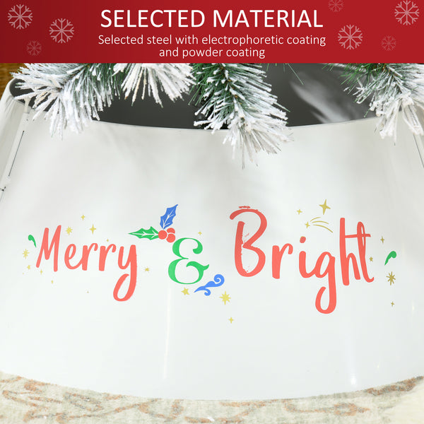 English Elm HOMCOM Cream White 26" Christmas Tree Collar Ring – Metal Stand Cover, Pet-Safe, Wrinkle-Free Decor W2225P173952