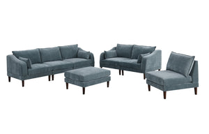 English Elm 6pcs Modular Sofa Set Modular Sectional 6-Piece Morgan Mineral Fabric Modern Suede-Look Comfort Zone B011S01581