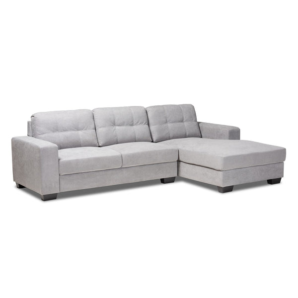 Baxton Studio Baxton Modern Upholstered Sectional Sofa in Chic Dark Grey for Stylish Living Room Comfort Langley Light Right J099C-Light Grey-RFC