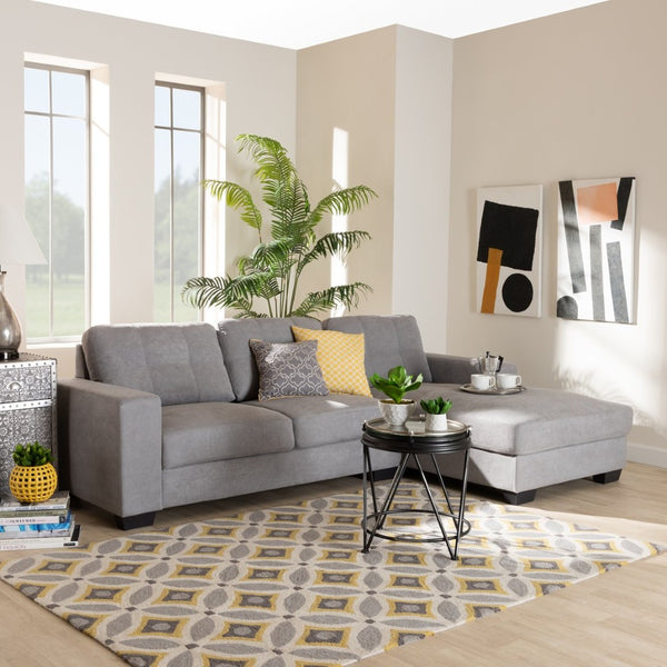 Baxton Studio Baxton Modern Upholstered Sectional Sofa in Chic Dark Grey for Stylish Living Room Comfort Langley Light Right J099C-Light Grey-RFC