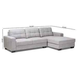 Baxton Studio Baxton Modern Upholstered Sectional Sofa in Chic Dark Grey for Stylish Living Room Comfort Langley Light Right J099C-Light Grey-RFC