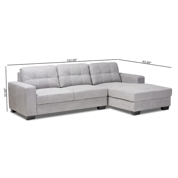 Baxton Studio Baxton Modern Upholstered Sectional Sofa in Chic Dark Grey for Stylish Living Room Comfort Langley Light Right J099C-Light Grey-RFC