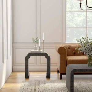 Butler Specialty Chatham Waterfall Side Table - Hand-woven Raffia With Modern Charm And Organic Textured Design Charcoal Gmelina Arborea Wood,Mdf,Raffia 9739420-butler