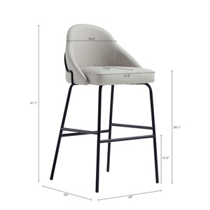 English Elm Gracie Metal Upholstered Barstool - Stone Gray Comfort With Sturdy Black Or Gold Frame Design B365P397984