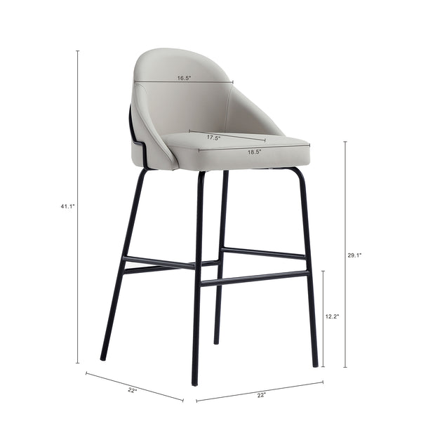 English Elm Gracie Metal Upholstered Barstool - Stone Gray Comfort With Sturdy Black Or Gold Frame Design B365P397984
