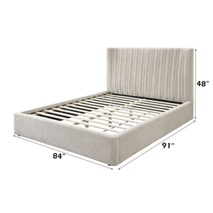 English Elm Loren Upholstered Eastern King Bed with Low Profile Frame, 13 Slats, 660lb Capacity, Modern Fabric Finish Beige 85.43 L x 49.6 W x 7.28 H B2726S00494