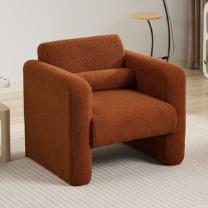 English Elm Modern Accent Chair Breathable Sherpa Upholstered Reading Armchair with Plush Cushion and Lumbar Support Burnt Orange 30 L x 25.75 W x 22.76 H WF325072AAO
