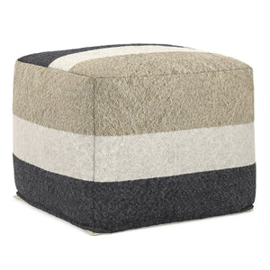 English Elm Claudette Woven Square Pouf Boho Global Pattern Footrest Accent for Living Rooms B136P427587