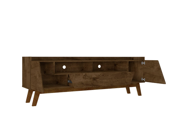 English Elm Marcus 71" TV Stand with Soft-Close Doors, Cable Management, Solid Pine Legs, 70" TV Ready Rustic Brown B365P397908