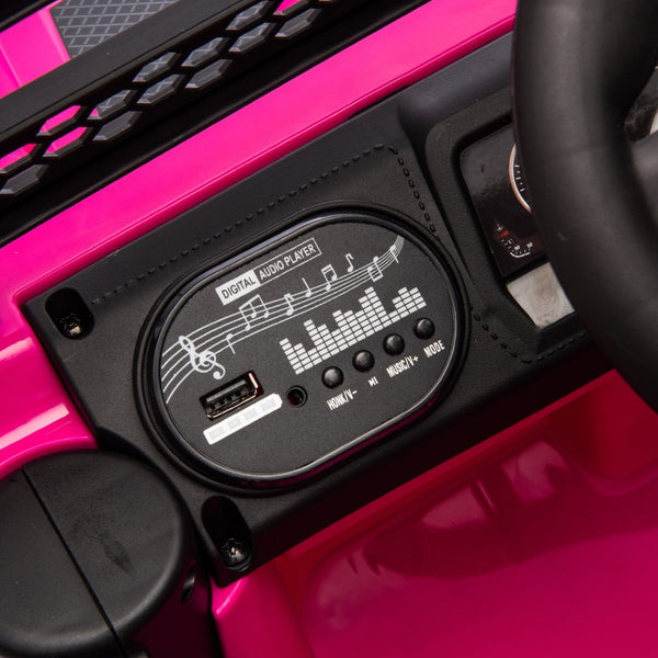 English Elm 12v Kids Electric Ride on Truck with Parental Remote Four Wheel Suspension and Led Lights Pink W1578P187456