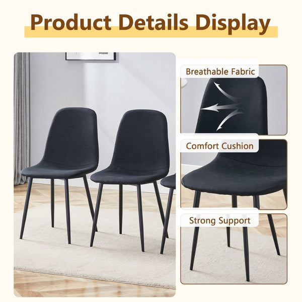 English Elm Table and Chair Set 47 Inch Round Mdf Spliced Top with Dual Tier Storage 4 Seats Black,Wood W1151S03334