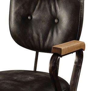 English Elm Vintage Swivel Office Chair in Whiskey Grain Leather with Nailhead Trim and Rolling 5-Star Base Black B062P182753