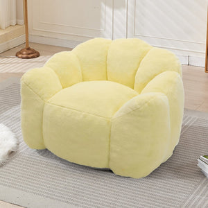 English Elm Lotus Floor Bean Bag Sofa Memory Foam Filled with Pull Ring for Living Room Bedroom Yellow W2311P434593