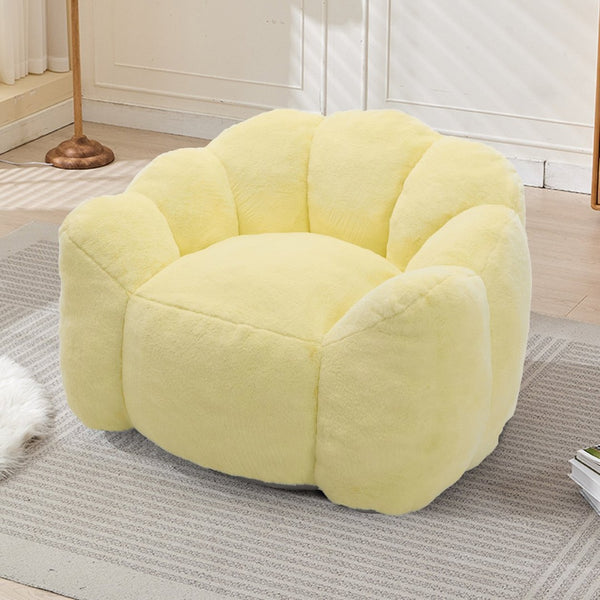 English Elm Lotus Floor Bean Bag Sofa Memory Foam Filled with Pull Ring for Living Room Bedroom Yellow W2311P434593