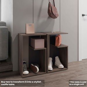 English Elm Side Table 25" H With 2 Shelves - Modern Dark Brown Accent For Living Room, Bedroom & Entryway B097P296869-GIGA