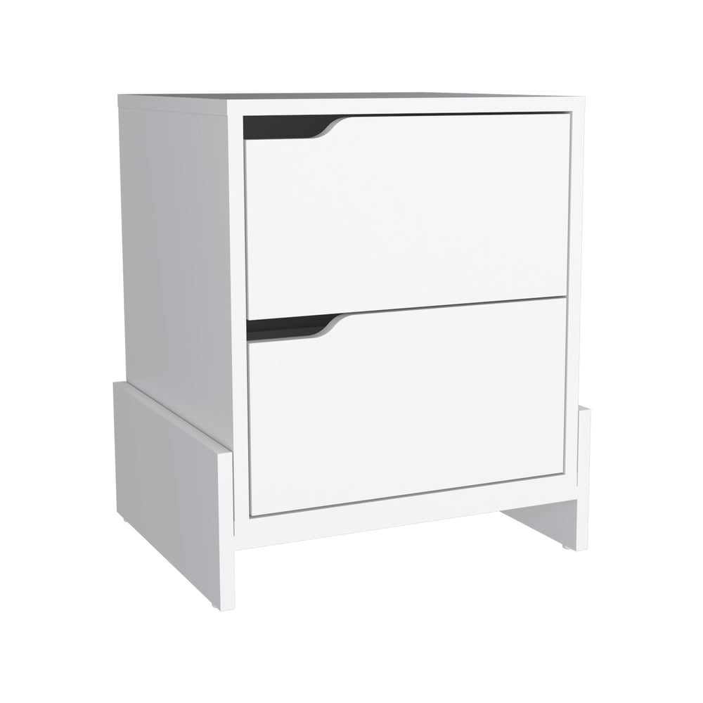 English Elm Luss Nightstand with Dual Drawers and Spacious Top, Engineered Wood Bedside Table for Stylish Storage White 24 L x 19 W x 5 H B070P188859