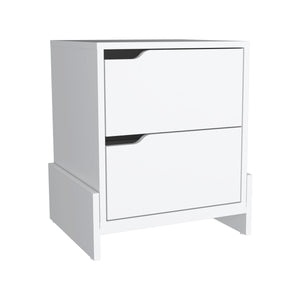English Elm Luss Nightstand with Dual Drawers and Spacious Top, Engineered Wood Bedside Table for Stylish Storage White 24 L x 19 W x 5 H B070P188859