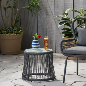 English Elm Christopher Knight Home® - SOUTHPORT Woven Rope Club Chair with Steel Frame, Water‑Resistant Cushions & Bohemian Outdoor Style Gray 62329.00TGRY