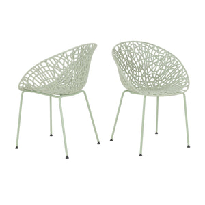 English Elm Christopher Knight Home® - Neiman Outdoor Dining Chair Set of 2 with Weather-Resistant Iron Frame and Perforated Diamond Design Green N775P256374G