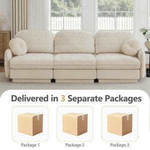 English Elm 105" Chenille Cloud Sofa Deep Seat Three Seater with Quilted Back for Living Room W714S01750