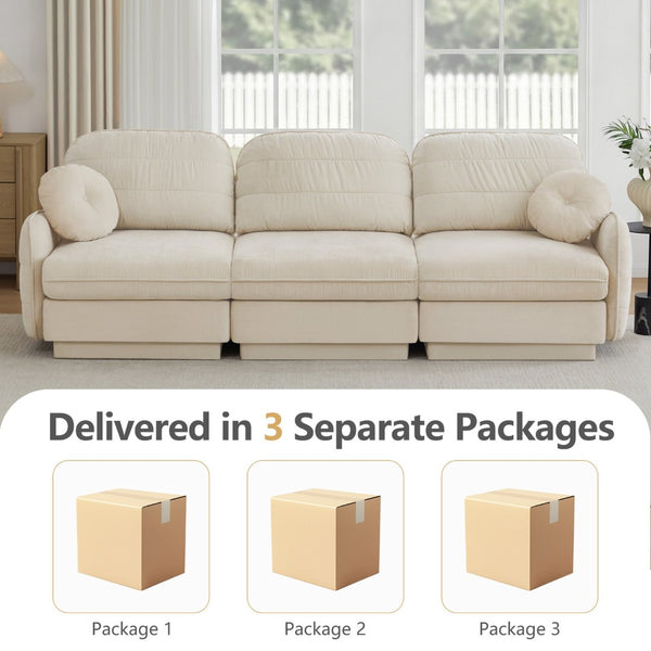 English Elm 105" Chenille Cloud Sofa Deep Seat Three Seater with Quilted Back for Living Room W714S01750
