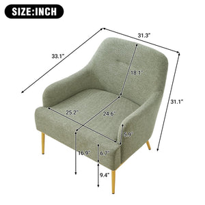 English Elm Modern Chenille Armchair with Curved Back Gold Legs Plush Accent Seat for Any Room Green N763P360684F