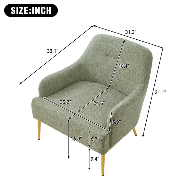 English Elm Modern Chenille Armchair with Curved Back Gold Legs Plush Accent Seat for Any Room Green N763P360684F