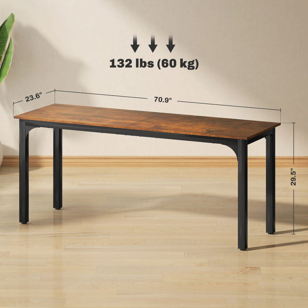 English Elm Computer Desk 70 Inch Industrial Workspace with Powder Coated Steel Frame for Home Office T3971P411637