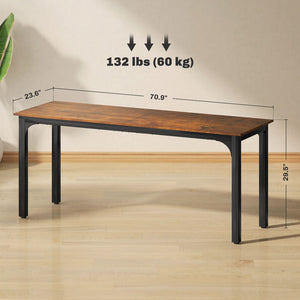 English Elm Computer Desk 70 Inch Industrial Workspace with Powder Coated Steel Frame for Home Office T3971P411637