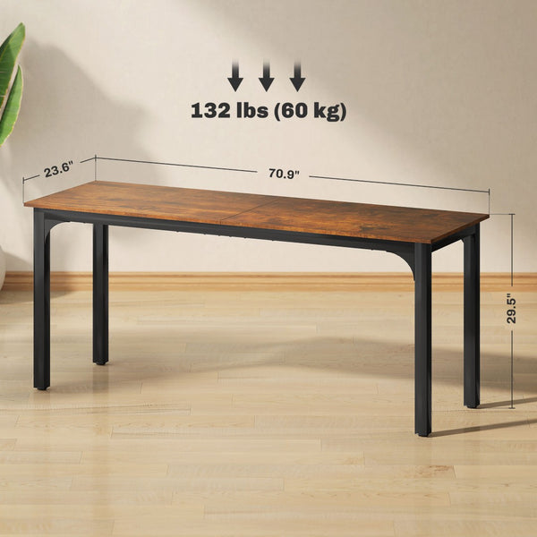 English Elm Computer Desk 70 Inch Industrial Workspace with Powder Coated Steel Frame for Home Office T3971P411637