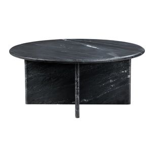 Crestview Collection Contemporary Round Marble Coffee Table With Unique Cross-panel Base For Elegant Living Spaces Black Marble Cvfnr4636