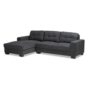 Baxton Studio Baxton Modern Upholstered Sectional Sofa in Chic Dark Grey for Stylish Living Room Comfort Langley Dark Left J099C-Dark Grey-LFC