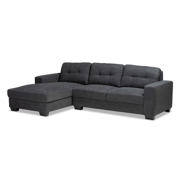 Baxton Studio Baxton Modern Upholstered Sectional Sofa in Chic Dark Grey for Stylish Living Room Comfort Langley Dark Left J099C-Dark Grey-LFC