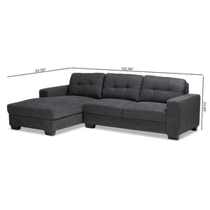 Baxton Studio Baxton Modern Upholstered Sectional Sofa in Chic Dark Grey for Stylish Living Room Comfort Langley Dark Left J099C-Dark Grey-LFC