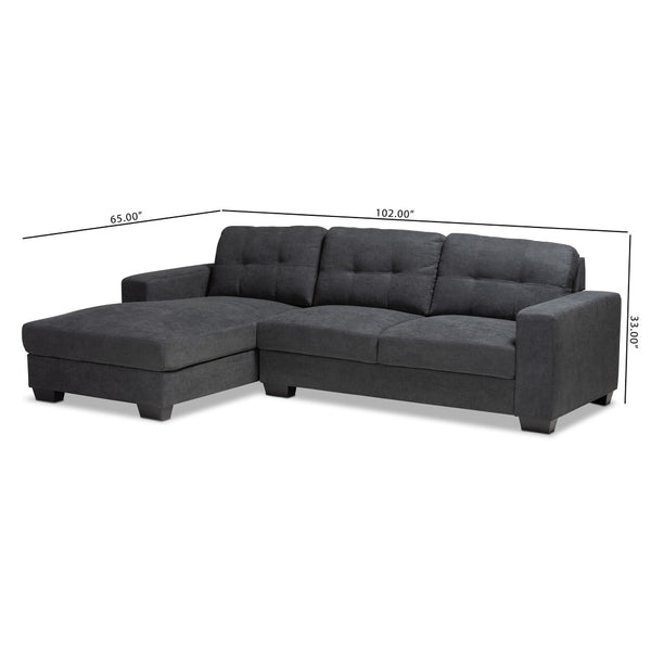 Baxton Studio Baxton Modern Upholstered Sectional Sofa in Chic Dark Grey for Stylish Living Room Comfort Langley Dark Left J099C-Dark Grey-LFC