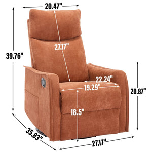 English Elm Heat Massage Rocker Recliner with Swivel Base and Vibrating Nodes for Living Room Orange W1803P251882