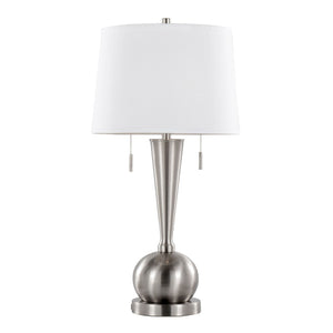 English Elm Jules Brushed Nickel Orb Base Table Lamp Set with Linen Shade and Usb Charging Port B202P224212