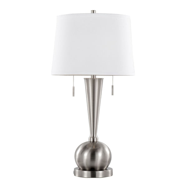 English Elm Jules Brushed Nickel Orb Base Table Lamp Set with Linen Shade and Usb Charging Port B202P224212
