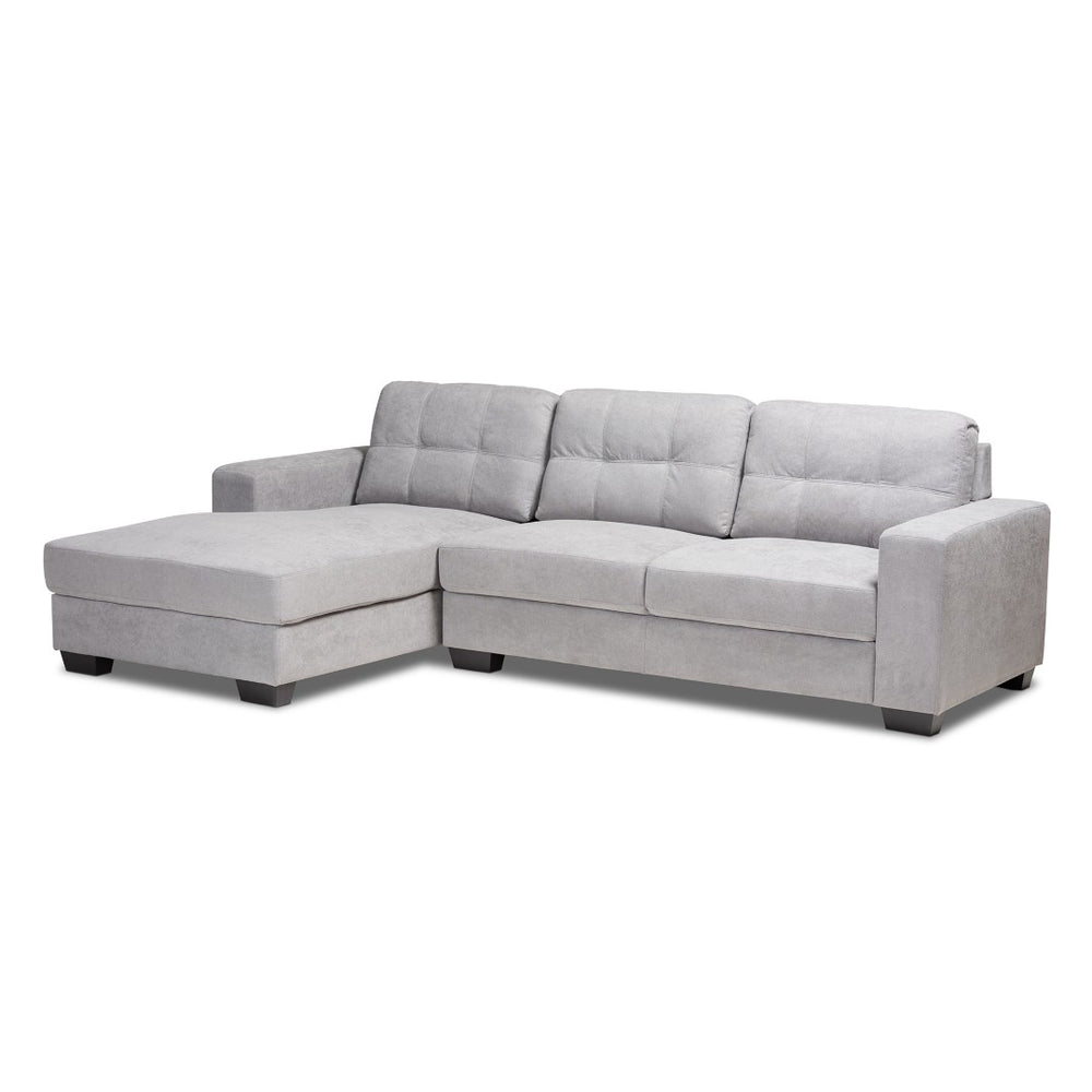 Baxton Studio Baxton Studio Langley Light Grey Sectional Sofa with Left-Facing Chaise for Modern Living Spaces J099C-Light Grey-LFC