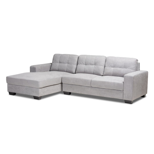Baxton Studio Baxton Studio Langley Light Grey Sectional Sofa with Left-Facing Chaise for Modern Living Spaces J099C-Light Grey-LFC