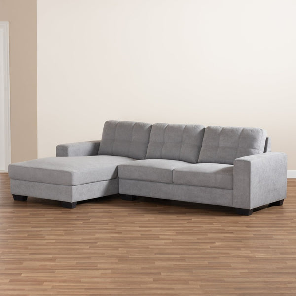Baxton Studio Baxton Studio Langley Light Grey Sectional Sofa with Left-Facing Chaise for Modern Living Spaces J099C-Light Grey-LFC