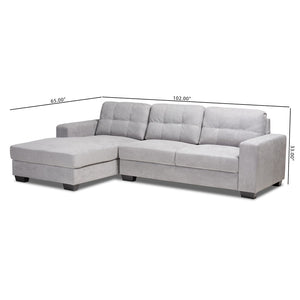 Baxton Studio Baxton Studio Langley Light Grey Sectional Sofa with Left-Facing Chaise for Modern Living Spaces J099C-Light Grey-LFC