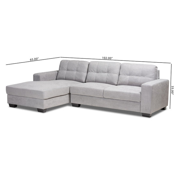 Baxton Studio Baxton Studio Langley Light Grey Sectional Sofa with Left-Facing Chaise for Modern Living Spaces J099C-Light Grey-LFC
