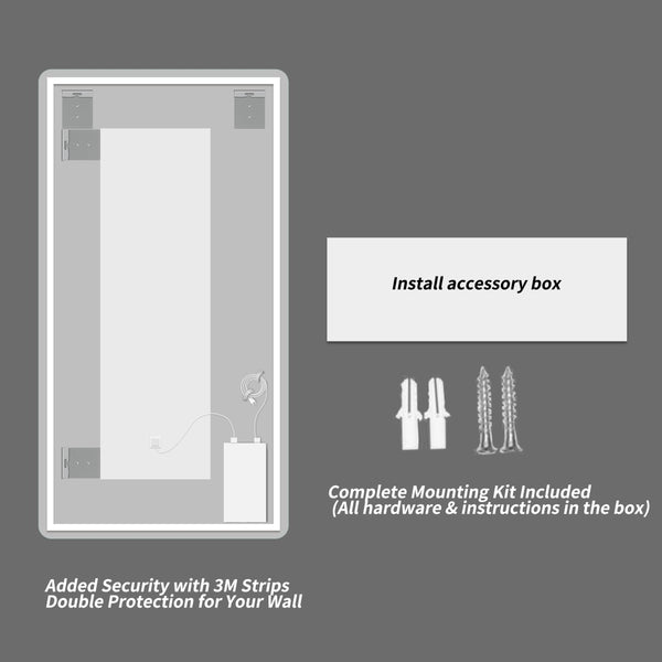 English Elm 28*36 Inch Led Backlit Bathroom Vanity Mirror Anti-fog Wall Mount Dimmable 3 Tones W2709P428061