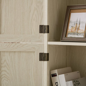 English Elm 72.4" Tall Storage Cabinet with 8 Doors and 4 Shelves, Oak Finish Large Freestanding Organizer for Home White W2275P292650