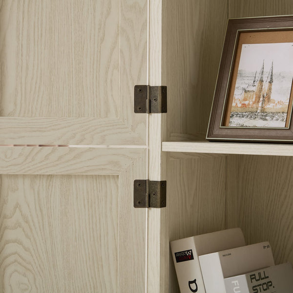 English Elm 72.4" Tall Storage Cabinet with 8 Doors and 4 Shelves, Oak Finish Large Freestanding Organizer for Home White W2275P292650