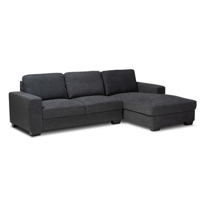 Baxton Studio Baxton Studio Nevin Modern Dark Grey Sectional Sofa with Right-Facing Chaise for Ultimate Comfort J099S-Dark Grey-RFC